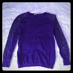 Rhinestone sleeves purple sweater LIQUID by Sioni